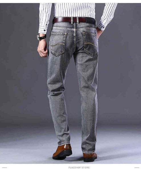 men's jeans man autumn cotton slim elastic fashion business trousers classic style denim pants male gray color casual m7v4, Blue 
men's jeans man autumn cotton slim elastic fashion business trousers classic style denim pants male gray color casual m7v4, Blue