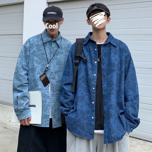 2021 new men's fashion clothing coats flower printed denim long sleeve camisa social masculina streetwear blue shirt -xl 83de, White
2021 new men's fashion clothing coats flower printed denim long sleeve camisa social masculina streetwear blue shirt -xl 83de, White