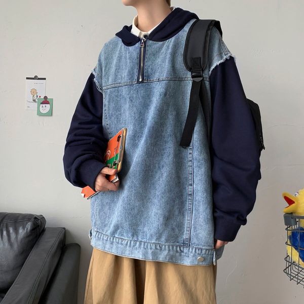 2021 new men's two pieces clothes pullovers male denim hooded hoodies casual loose 3-color sweatshirts fashion coats size m-3xl 8a8g, Black
2021 new men's two pieces clothes pullovers male denim hooded hoodies casual loose 3-color sweatshirts fashion coats size m-3xl 8a8g, Black