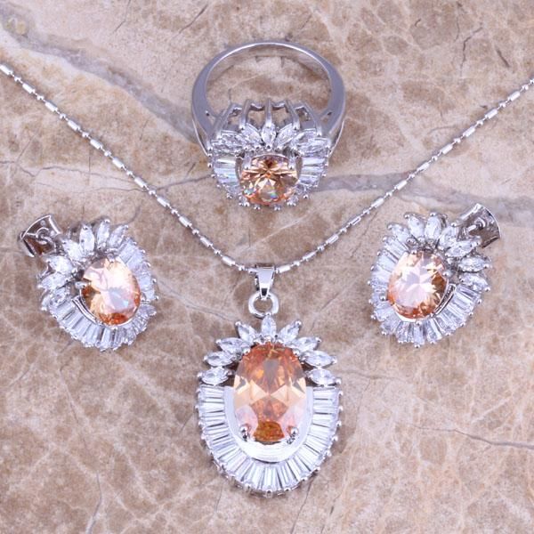 gracious champagne morganite white cz silver plated jewelry sets earrings pendant ring size 6 / 7 / 8 9 s0407
gracious champagne morganite white cz silver plated jewelry sets earrings pendant ring size 6 / 7 / 8 9 s0407
