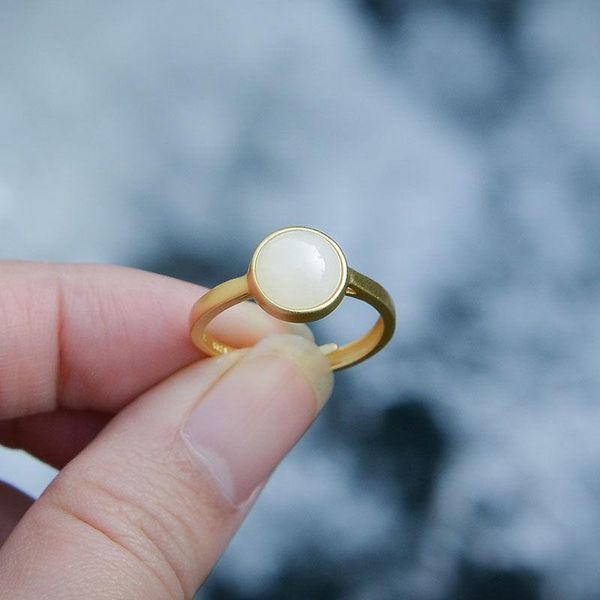 cluster rings silver inlaid natural hetian chalcedony opening adjustable ring chinese retro niche design charm women's brand jewelry, Golden;silver
cluster rings silver inlaid natural hetian chalcedony opening adjustable ring chinese retro niche design charm women's brand jewelry, Golden;silver