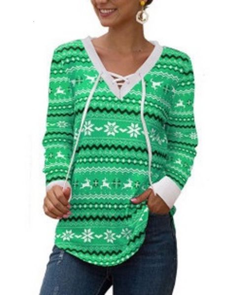christmas shirt women's lace-up v-neck long mouw used t-shirts ladies printed xmas joy shirts spring winter, White
christmas shirt women's lace-up v-neck long mouw used t-shirts ladies printed xmas joy shirts spring winter, White