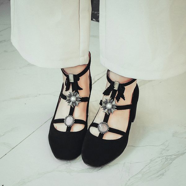 womens genuine suede leather t-strap beading pumps brand designer med heel comfort ladies evening high heeled shoes plus size12, Black
womens genuine suede leather t-strap beading pumps brand designer med heel comfort ladies evening high heeled shoes plus size12, Black