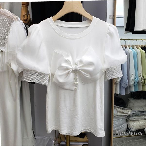 women's t-shirt sweet big bow decorative pullover diamond-embedded short-sleeved fashion women summer tees white black
women's t-shirt sweet big bow decorative pullover diamond-embedded short-sleeved fashion women summer tees white black