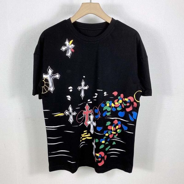 2021 tide brand ch new hand painted graffiti printing round neck pullover short sleeve men's and women's same, White;black
2021 tide brand ch new hand painted graffiti printing round neck pullover short sleeve men's and women's same, White;black