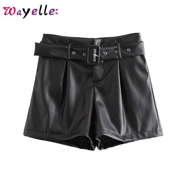 women's shorts black basic pu short women high waist side pockets with belted autumn winter retro classic pantalones mujer, White;black
women's shorts black basic pu short women high waist side pockets with belted autumn winter retro classic pantalones mujer, White;black