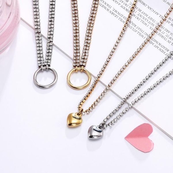 pendant necklaces korean version east gate necklace titanium steel stainless jewelry peach heart net red zircon accessories, Silver
pendant necklaces korean version east gate necklace titanium steel stainless jewelry peach heart net red zircon accessories, Silver