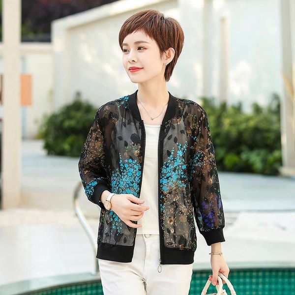 women's jackets 2021 spring autumn middle age women sun protect boho floral print jacket female zipper bomber collar slim coat outwear, Black;brown
women's jackets 2021 spring autumn middle age women sun protect boho floral print jacket female zipper bomber collar slim coat outwear, Black;brown