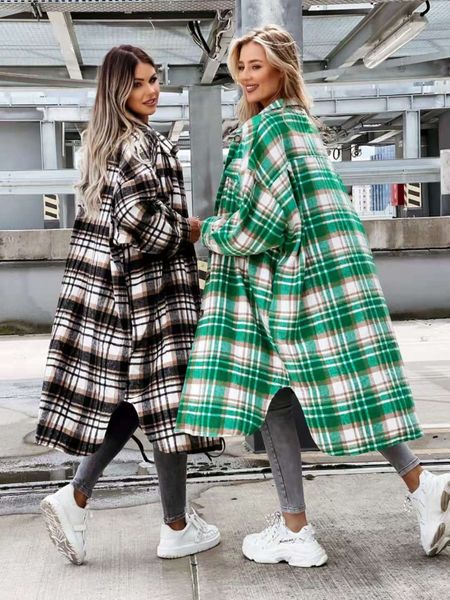 women's blouses shirts plaid print button front longline shacket wool blends spring/autumn volledige, White
women's blouses shirts plaid print button front longline shacket wool blends spring/autumn volledige, White