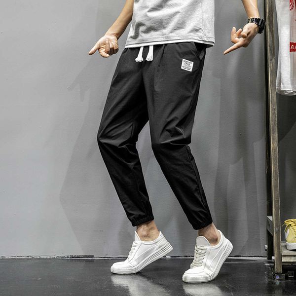 summer thin pants men's korean trend vertical casual loose binding ice silk capris air conditioning, White;black
summer thin pants men's korean trend vertical casual loose binding ice silk capris air conditioning, White;black