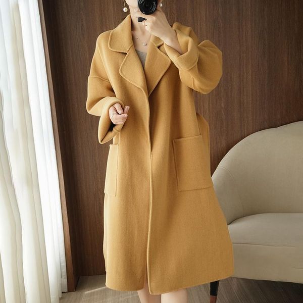 women's wool & blends autumn and winter cashmere coat suit collar cardigan casual fashion oversized jacket 100% pure sweater female, Black
women's wool & blends autumn and winter cashmere coat suit collar cardigan casual fashion oversized jacket 100% pure sweater female, Black