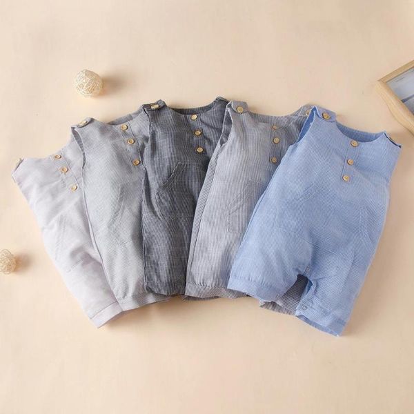 jumpsuits summer baby boys clothing 0-18m born buttons striped romper sleeveless cotton linen jumpsuit, Blue
jumpsuits summer baby boys clothing 0-18m born buttons striped romper sleeveless cotton linen jumpsuit, Blue