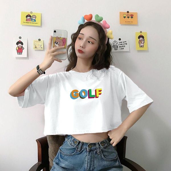 women's t-shirt multicolour letter printing golf women crop summer fashion casual korean y2k harajuku style all-match female cotton t-s, White
women's t-shirt multicolour letter printing golf women crop summer fashion casual korean y2k harajuku style all-match female cotton t-s, White