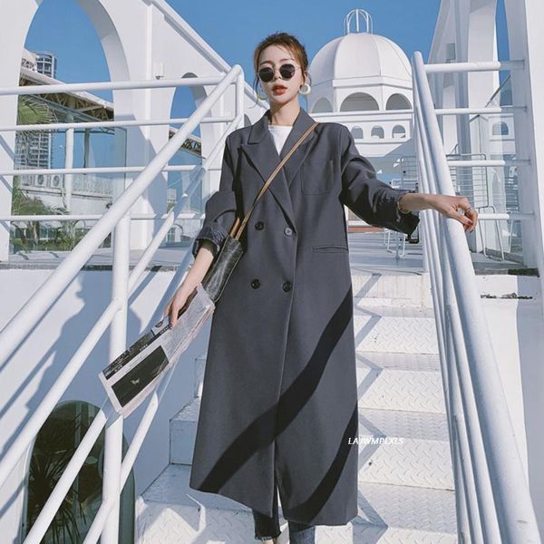 women's trench coats office lady spring long elegant gray/black blazer coat women 2021 autumn feminina windbreaker, Tan;black
women's trench coats office lady spring long elegant gray/black blazer coat women 2021 autumn feminina windbreaker, Tan;black