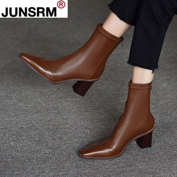 boots genuine leather ankle 2021 square toe rubber riding women's shoes women chunky high heel zipper winter, Black
boots genuine leather ankle 2021 square toe rubber riding women's shoes women chunky high heel zipper winter, Black
