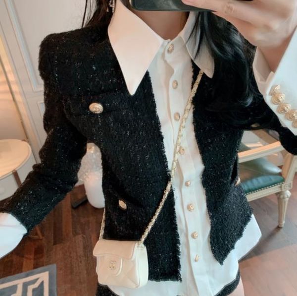 women's jackets coat patchwork tweed lapel collar long sleeve korean coats female short autumn fashion ol, Black;brown
women's jackets coat patchwork tweed lapel collar long sleeve korean coats female short autumn fashion ol, Black;brown