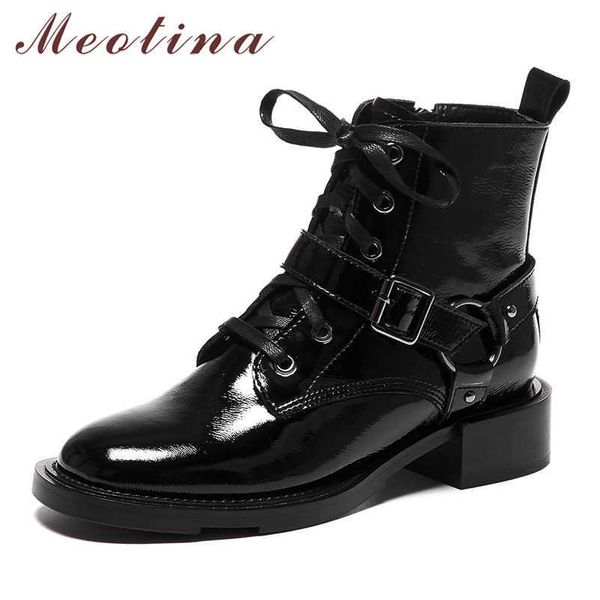 meotina genuine leather mid heel short boots women shoes buckle block heels motorcycle boots zip lace up ankle boots black brown 210608
meotina genuine leather mid heel short boots women shoes buckle block heels motorcycle boots zip lace up ankle boots black brown 210608