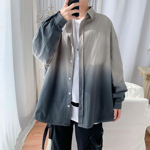 men's casual shirts spring shirt male korean version trend fashion gradient color loose all-match student long-sleeved jacket, White;black
men's casual shirts spring shirt male korean version trend fashion gradient color loose all-match student long-sleeved jacket, White;black
