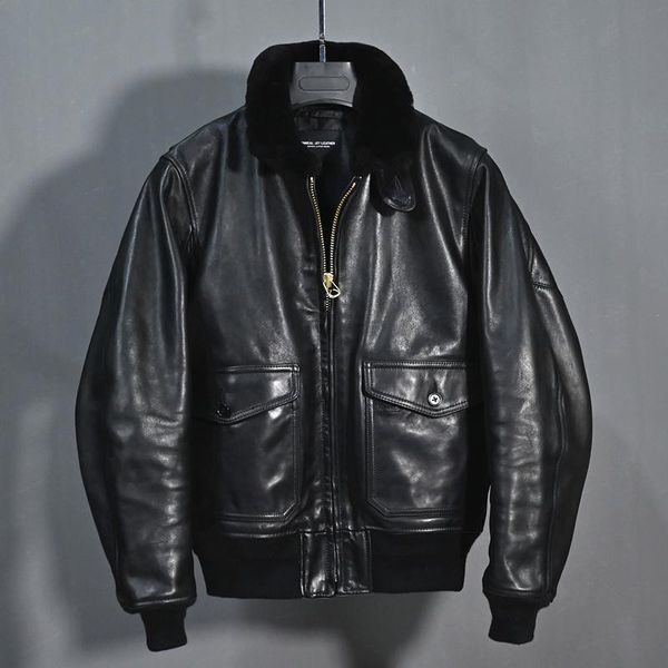 men's leather & faux yr.luxury washed batik horsehide jacket,classic g1 bomber clothes,a2 loose genuine coat,, Black
men's leather & faux yr.luxury washed batik horsehide jacket,classic g1 bomber clothes,a2 loose genuine coat,, Black