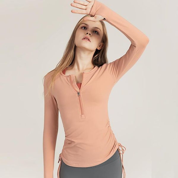 yoga outfits women zipper long sleeve shirts solid color drawstring slim sport t fitness woman quick dry running gym, White;red
yoga outfits women zipper long sleeve shirts solid color drawstring slim sport t fitness woman quick dry running gym, White;red
