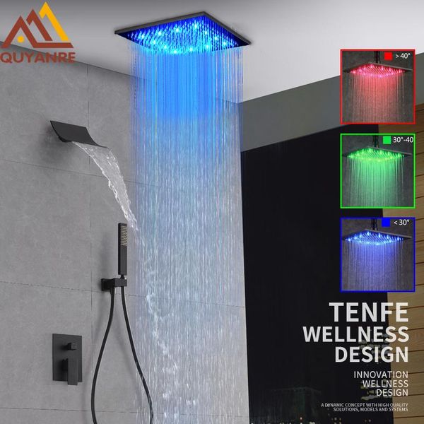quyanre black orb led concealed shower faucet set led rainfall shower head waterfall spout 3-way mixer tap bathroom
quyanre black orb led concealed shower faucet set led rainfall shower head waterfall spout 3-way mixer tap bathroom