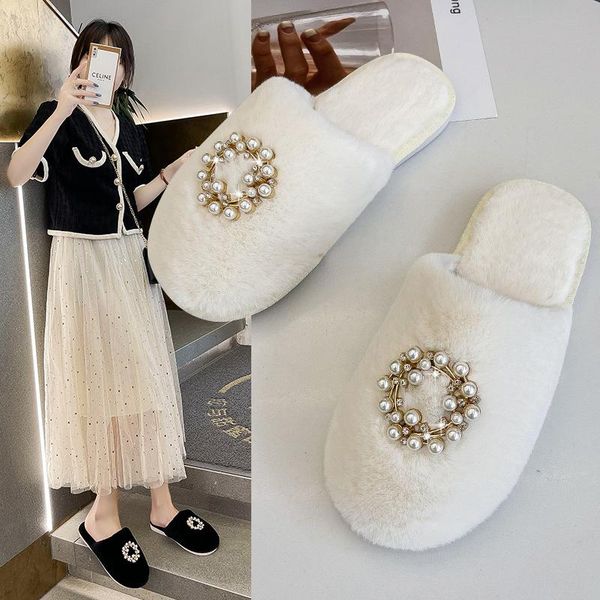 slippers winter women house faux fur warm flat shoes female slip on home furry ladies baotou comfortable women's, Black
slippers winter women house faux fur warm flat shoes female slip on home furry ladies baotou comfortable women's, Black