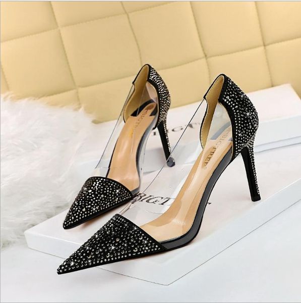 dress shoes 2021 women 8.5cm high heels glitter crystal pumps lady transparent female wedding bridal stripper designer green pvc, Black
dress shoes 2021 women 8.5cm high heels glitter crystal pumps lady transparent female wedding bridal stripper designer green pvc, Black