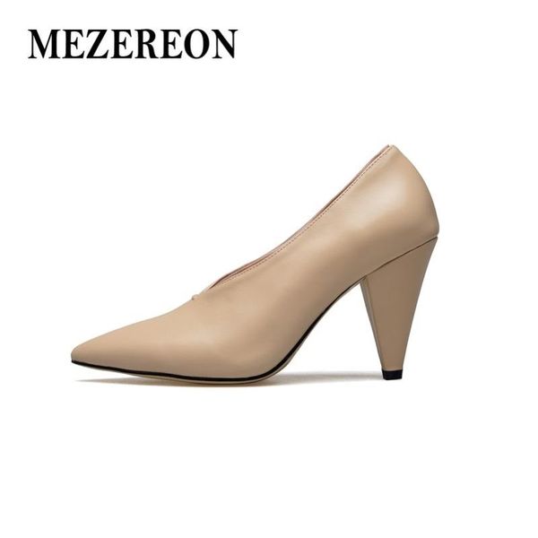 dress shoes mezereon heel women pumps genuine leather v mouth pointed toe office lady 8.5 cm, Black
dress shoes mezereon heel women pumps genuine leather v mouth pointed toe office lady 8.5 cm, Black