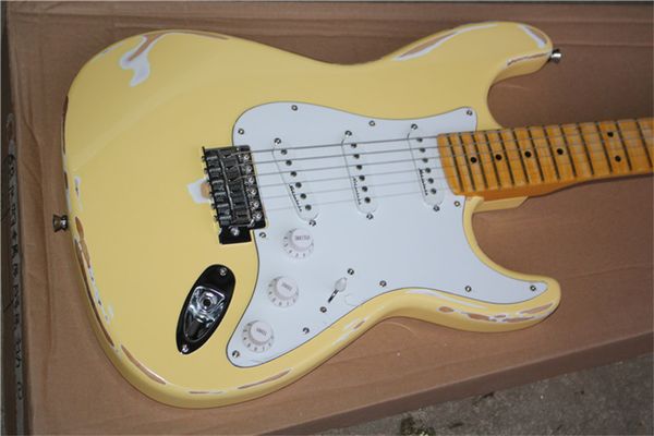 aged electric guitar yellow color silver hardware elder guitar body handmade crafted relic strat guitar
aged electric guitar yellow color silver hardware elder guitar body handmade crafted relic strat guitar