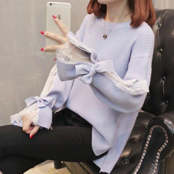 women's sweaters women elegant trendy lantern sleeve sweet bow design chic lady knitwear all-match spring fall womens sweater, White;black
women's sweaters women elegant trendy lantern sleeve sweet bow design chic lady knitwear all-match spring fall womens sweater, White;black