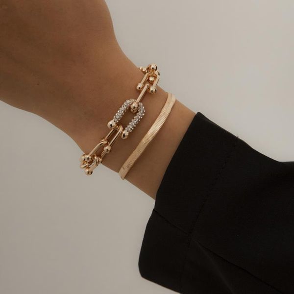 link, chain 1 set fashion statement heavy metal bangle bracelet trendy gold color copper u link crystal women bijoux gift, Black
link, chain 1 set fashion statement heavy metal bangle bracelet trendy gold color copper u link crystal women bijoux gift, Black