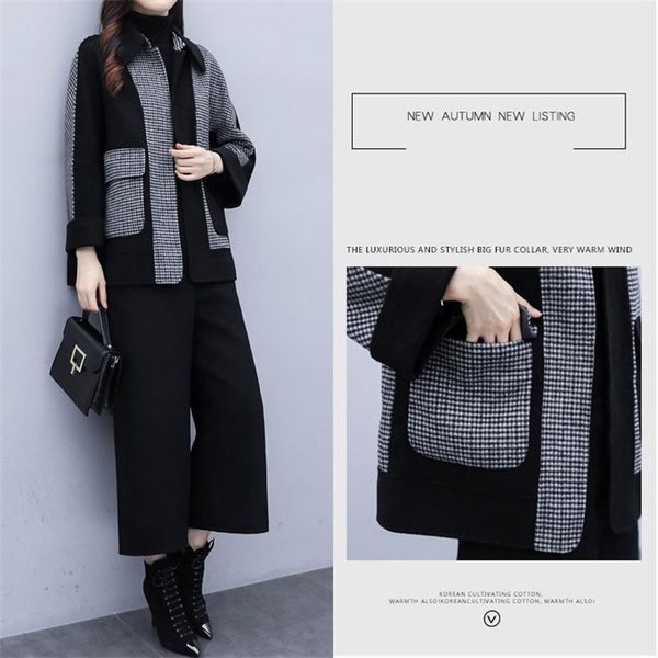 2 pcs woolen coat + pants women autumn winter stitching plaid jacket wide leg trousers casual fashion suit 2021 new, White
2 pcs woolen coat + pants women autumn winter stitching plaid jacket wide leg trousers casual fashion suit 2021 new, White