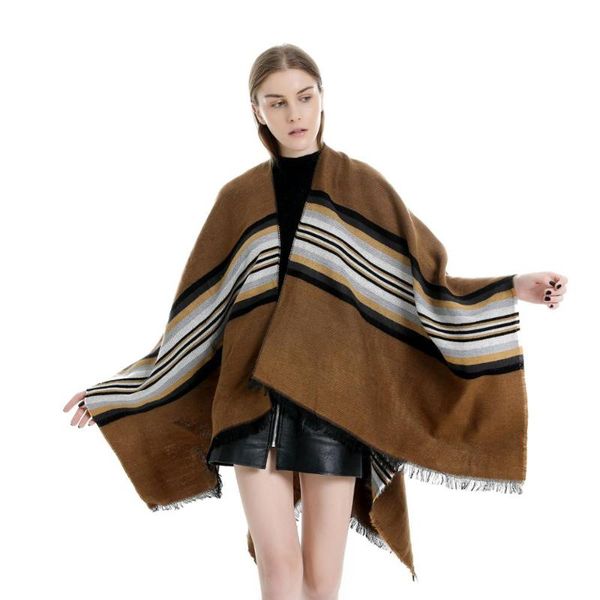 scarves womens stripe knit open front poncho cape female autumn winter warm shawls wrap blanket cardigan sweater, Blue;gray
scarves womens stripe knit open front poncho cape female autumn winter warm shawls wrap blanket cardigan sweater, Blue;gray