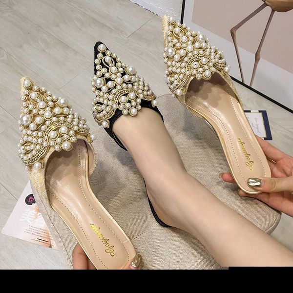 slippers cover toe female shoes ladies' string bead thin heels mules for women 2021 low luxury slides summer soft pointed, Black
slippers cover toe female shoes ladies' string bead thin heels mules for women 2021 low luxury slides summer soft pointed, Black