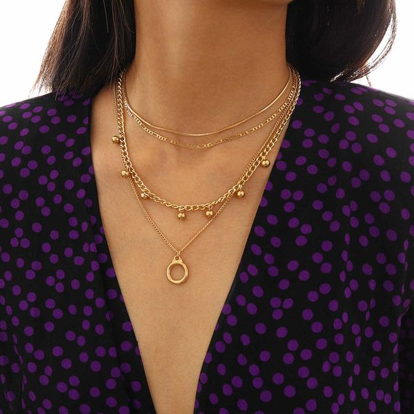 multi layer geometric ring with multi-layer snake bone chain and round necklace, Silver
multi layer geometric ring with multi-layer snake bone chain and round necklace, Silver