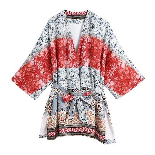 women's blouses & shirts women blouse vintage floral print bow tied sashes kimono smock female loose open stitching chic blusas 2021, White
women's blouses & shirts women blouse vintage floral print bow tied sashes kimono smock female loose open stitching chic blusas 2021, White