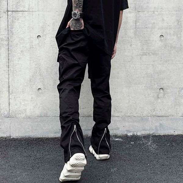 back ankle zipper pockets cargo pants for mens high street drawstring straight black overalls oversize loose casual trousers p0811
back ankle zipper pockets cargo pants for mens high street drawstring straight black overalls oversize loose casual trousers p0811