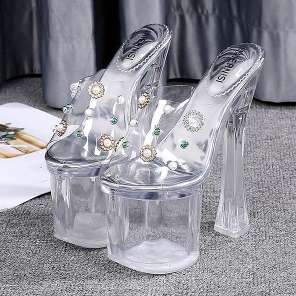 slippers feminine nightclub shoes plus size catwalk dance show crystal high heels field platform transparent 18cm, Black
slippers feminine nightclub shoes plus size catwalk dance show crystal high heels field platform transparent 18cm, Black