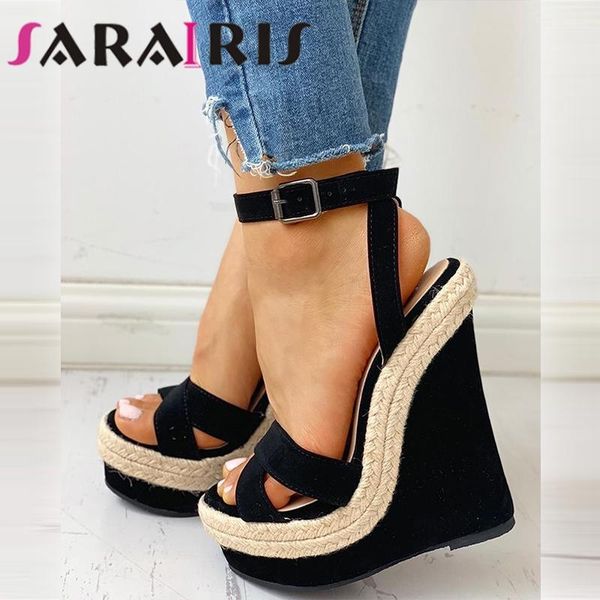 sandals straw heel buckle high heels summer women party ladies platform wedges shoes, Black
sandals straw heel buckle high heels summer women party ladies platform wedges shoes, Black