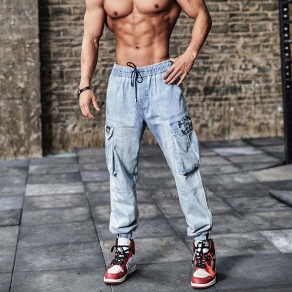 men's jeans spring autumn 2021 fashion casual all-match loose-fitting feet leisure training tooling fitness sports trousers men, Blue
men's jeans spring autumn 2021 fashion casual all-match loose-fitting feet leisure training tooling fitness sports trousers men, Blue