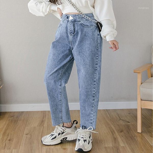 women's jeans high waist women pants leisure loose vintage jean korean style all-match simple, Blue
women's jeans high waist women pants leisure loose vintage jean korean style all-match simple, Blue