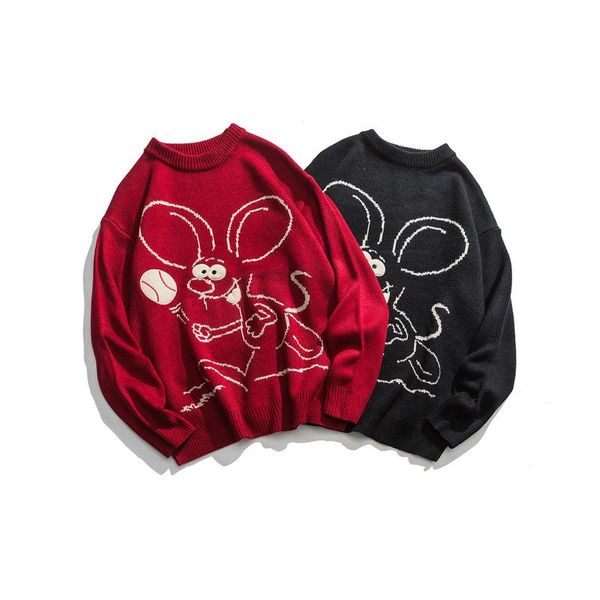 women's sweaters cartoon couple mouse korean version of teen sweater men and women 2021 autumn harbor style ins knitting trend, White;black
women's sweaters cartoon couple mouse korean version of teen sweater men and women 2021 autumn harbor style ins knitting trend, White;black