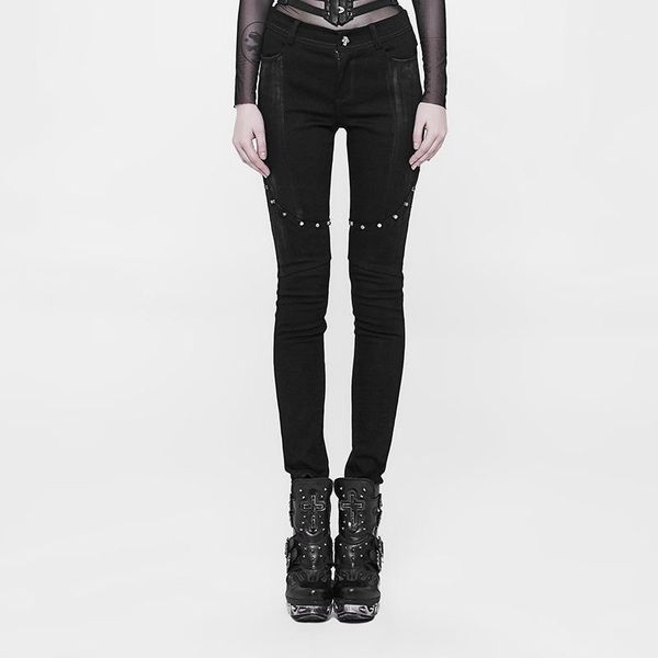 women's punk elastic denim overlapping armor piece personality black pencil trousers long pants rave & capris, Black;white
women's punk elastic denim overlapping armor piece personality black pencil trousers long pants rave & capris, Black;white