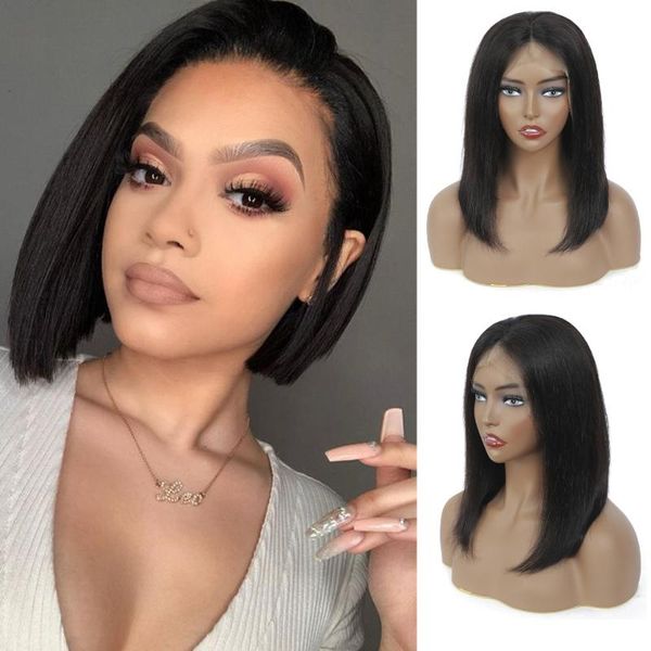 lace wigs 13x4 closure short bob human hair for black women glueless pre-plucked brazilian straigh wig blunt cut remy, Black;brown 
lace wigs 13x4 closure short bob human hair for black women glueless pre-plucked brazilian straigh wig blunt cut remy, Black;brown