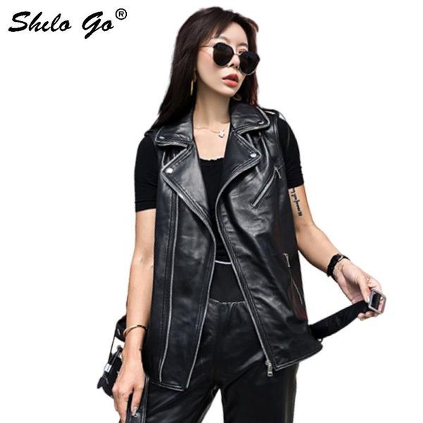 women's vests genuine leather vest highstreet moto notched neck buckle belted sleeveless sheepskin women autumn casual outwear female, Black;white
women's vests genuine leather vest highstreet moto notched neck buckle belted sleeveless sheepskin women autumn casual outwear female, Black;white
