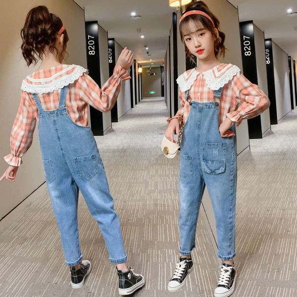 new girls' 2021 autumn suit style denim suspenders two piece children's casual shirt, White
new girls' 2021 autumn suit style denim suspenders two piece children's casual shirt, White