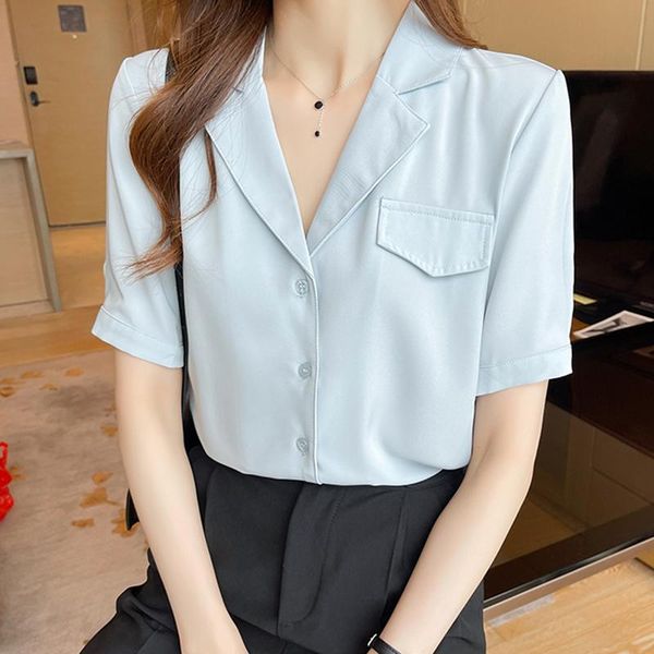 women's blouses & shirts ljsxls notched collar chiffon blouse women summer all-match loose short sleeve shirt lady's office work c, White
women's blouses & shirts ljsxls notched collar chiffon blouse women summer all-match loose short sleeve shirt lady's office work c, White
