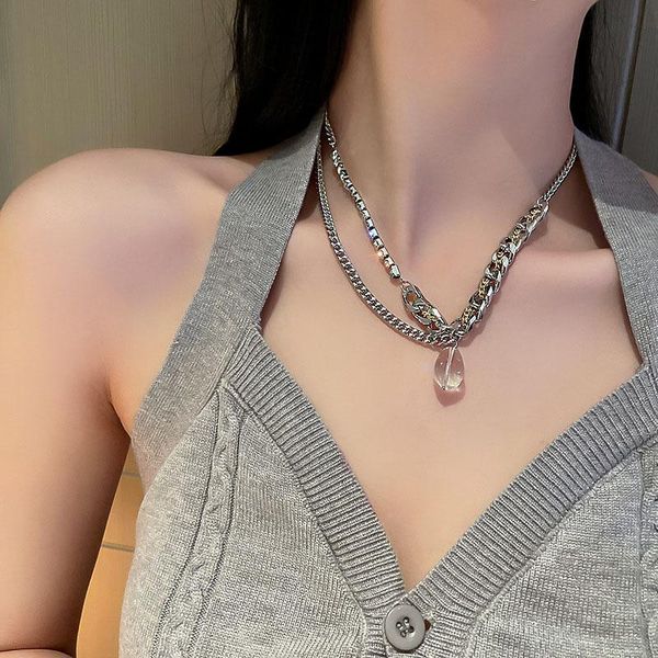 chains srcoi fashion cuba chain short necklace clear crystal pendant double asymmetric rhinestone splicing clavicle chokers women, Silver
chains srcoi fashion cuba chain short necklace clear crystal pendant double asymmetric rhinestone splicing clavicle chokers women, Silver