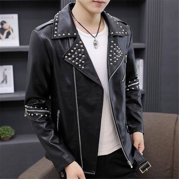 fashion super rivet motorcycle jacket men coat 2021 new men's leather clothing outerwear jackets masculinity pc90, Black
fashion super rivet motorcycle jacket men coat 2021 new men's leather clothing outerwear jackets masculinity pc90, Black