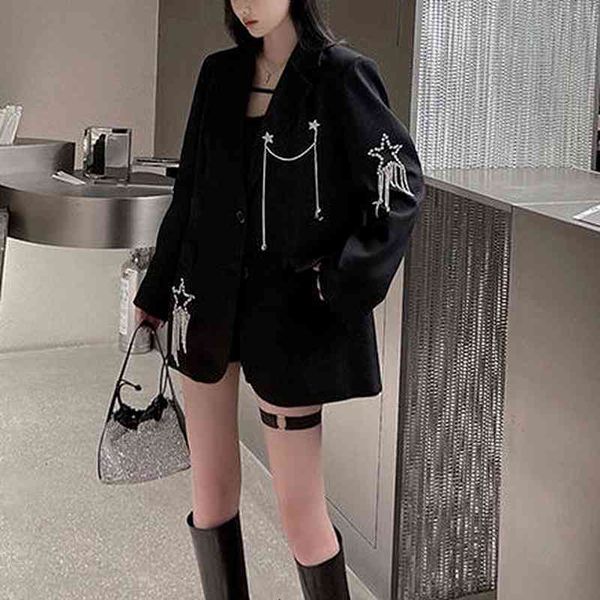 women's jeans korean women's black blazers long-chain suit chic casual jacket borla harajuku streetwear loose dmgd, Blue
women's jeans korean women's black blazers long-chain suit chic casual jacket borla harajuku streetwear loose dmgd, Blue